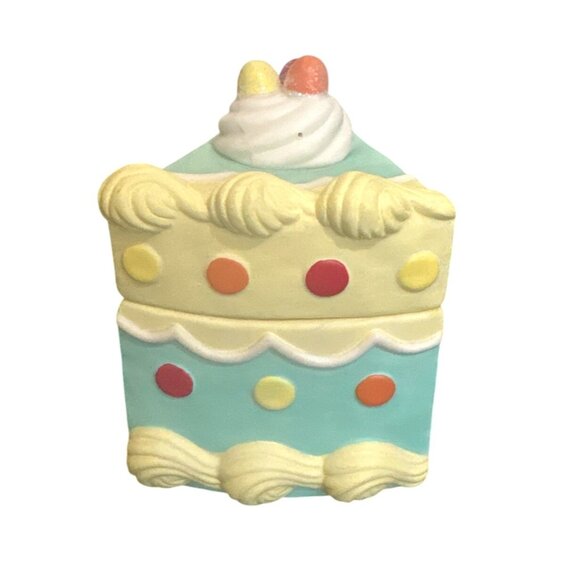 Ceramic Cake Slice Trinket Box With "Hip‎ Hip Hooray!" Design & Removable Lid - Picture 3 of 7